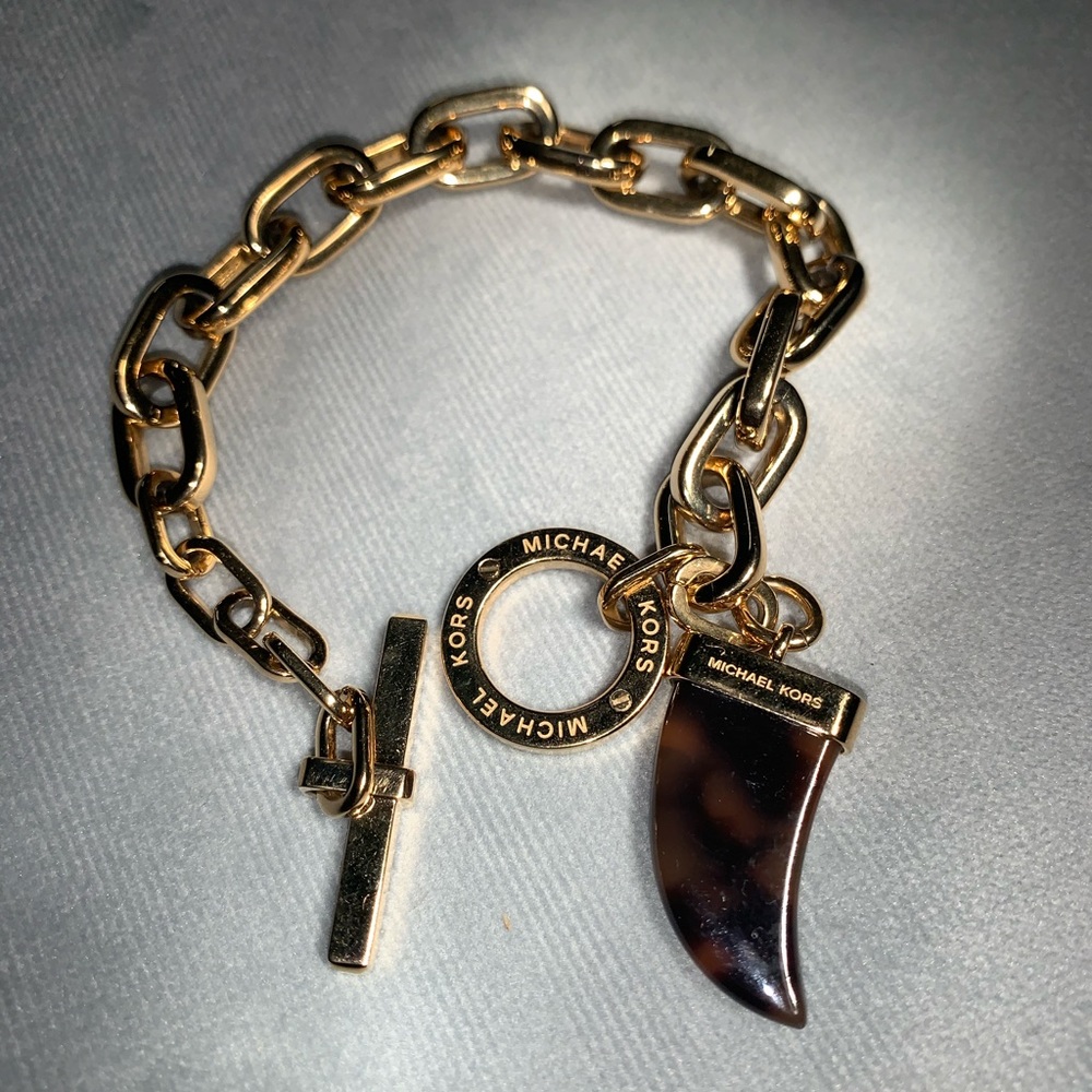Michael Kors Gold Toggle Bracelet Tortoise Horn